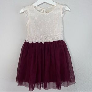 Lily Bleu Cream and Burgundy Kids Dress